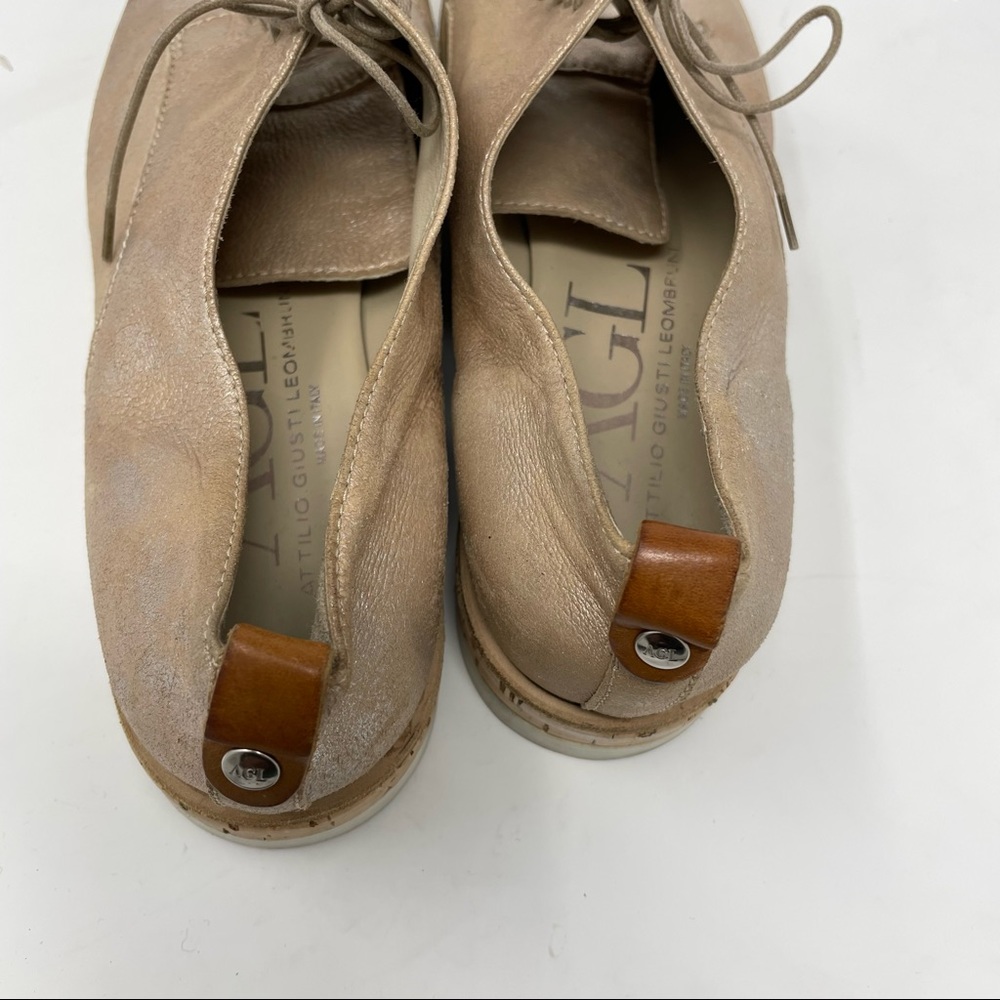 AGL Juliet Rose Gold Metallic Cork Platform Oxfords Shoes 40 - Picture 12 of 13
